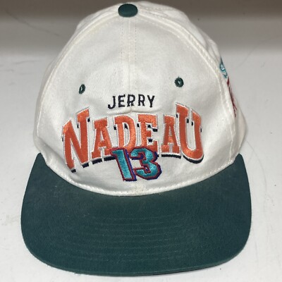VTG Jerry Nadeau 13 First Plus Racing Hat Snapback Cap NASCAR Car White Dolphins