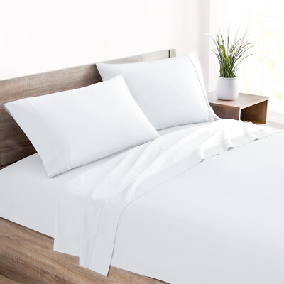 Mellanni 100% Cotton 400 Thread Count Bed Sheet Set, Deep Pockets. 4-Piece