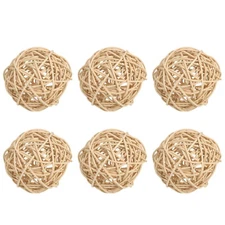 6 Pcs 3" Wicker Rattan Balls Decorative Ball for Centerpiece Bowls Natural