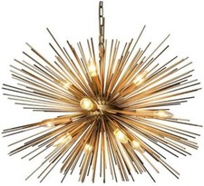Sputnik Chandelier Ceiling Light Large Mid Century Modern Raw Brass Chandelier
