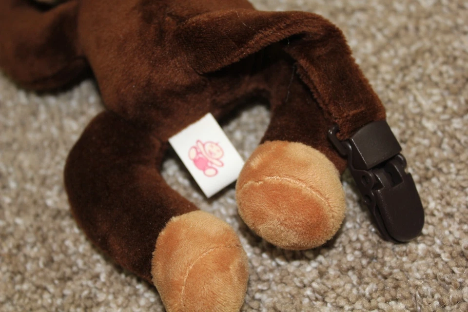 Babyhuggle Baby Huggle Monkey Pacifier Binky Clip Plush for Infant Boys Brown 8" - Image 3 of 4