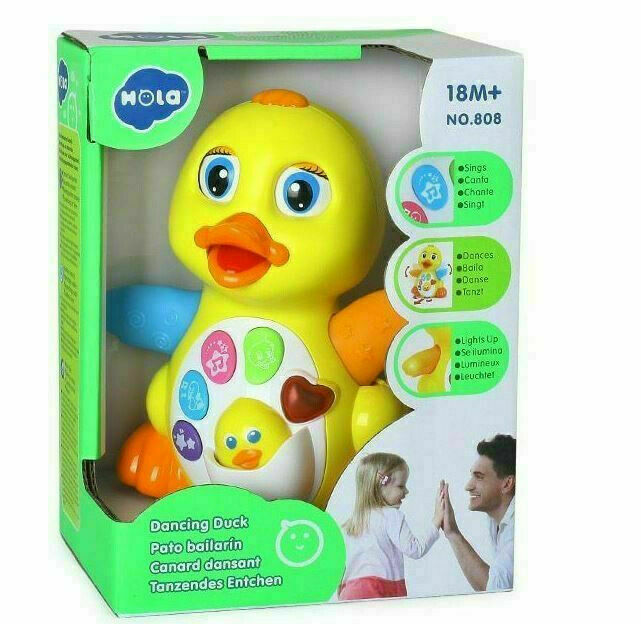 Jouet canard jaune musical Hola pour éveil de l'enfant de 1 à 3 ans