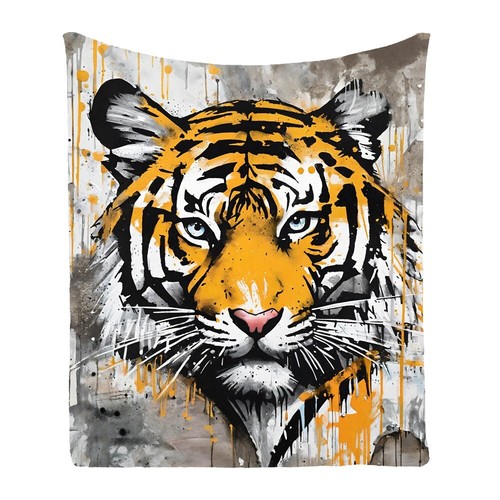 Retro Graffiti Tiger Comfy Bedspread Sofa Throw Blanket Holiday Birthday Gift