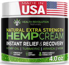 Hemp Cream Maximum Strength - Soothes Muscles, Joints, Feet, Nerve, Back, Kne...