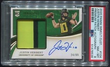 2020 PANINI IMMACULATE COLLECTION JUSTIN HERBERT RC PATCH AUTO JERSEY /99 PSA 8