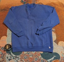 Vintage 90s Russell Athletic Crew neck Sweatshirt L Blank Blue Made in USA