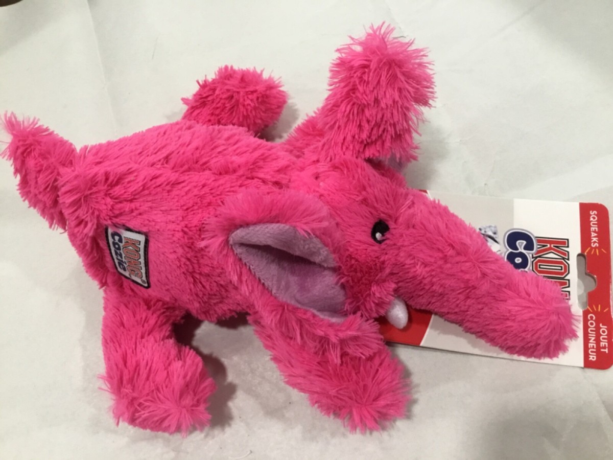 KONG Cozie ZY22 Squeaker Elmer The Elephant Dog Toy Pink Medium