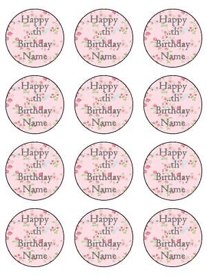 age 12 12th birthday  girly birthday edible cupcake Toppers Wafer or Icing x12