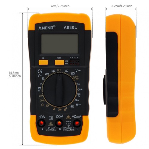 LCD Digital Multimeter Voltmeter Ammeter Ohmmeter Volt AC DC Tester Leads Meter - Picture 3 of 12