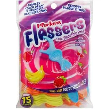 Plackers Flossers Fruit Smoothie Swirl BPA-Free Dual Grip Flossers 75 Ct, 2-Pack
