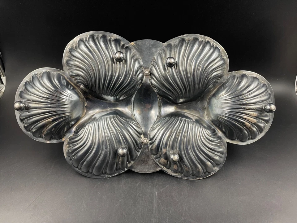 Antipastiera Salsiera aperitivo KRUPP BERNDORF 6 scomparti conchiglia argentato - Immagine 4 di 4