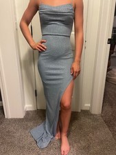 Pink Prom Dress NWT never worn gray with slit simple glittery highlights 