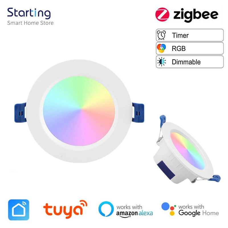 Tuya Zigbee Smart LED Downlight 10W/12W RGB Change Warm Cool Light Indoor Spot L