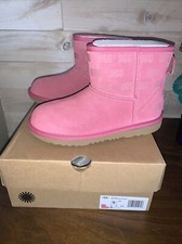 NIB Kid's UGG CLASSIC MINI II UGG PRINT Boots - Pink Wild Berry - US size 5