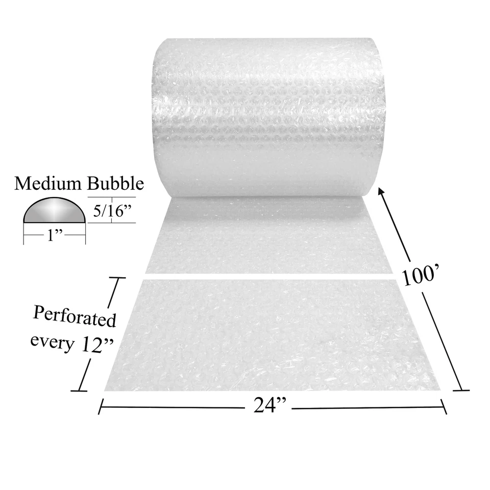 UBMOVE Bubble Cushioning 24" wide Wrap x 100' Long Medium Bubbles 5/16" - Image 2 of 4