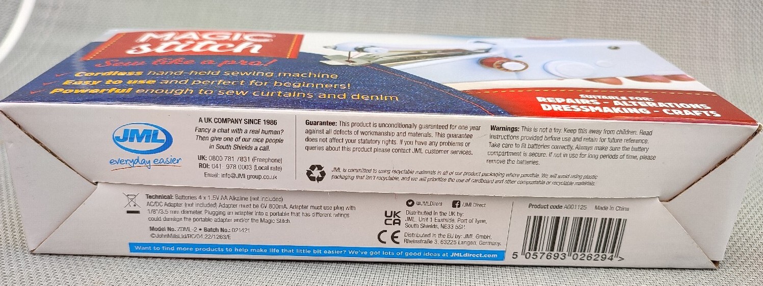 JML MAGIC STITCH PORTABLE CORDLESS HANDHELD SEWING MACHINE FREE DELIVERY eBay