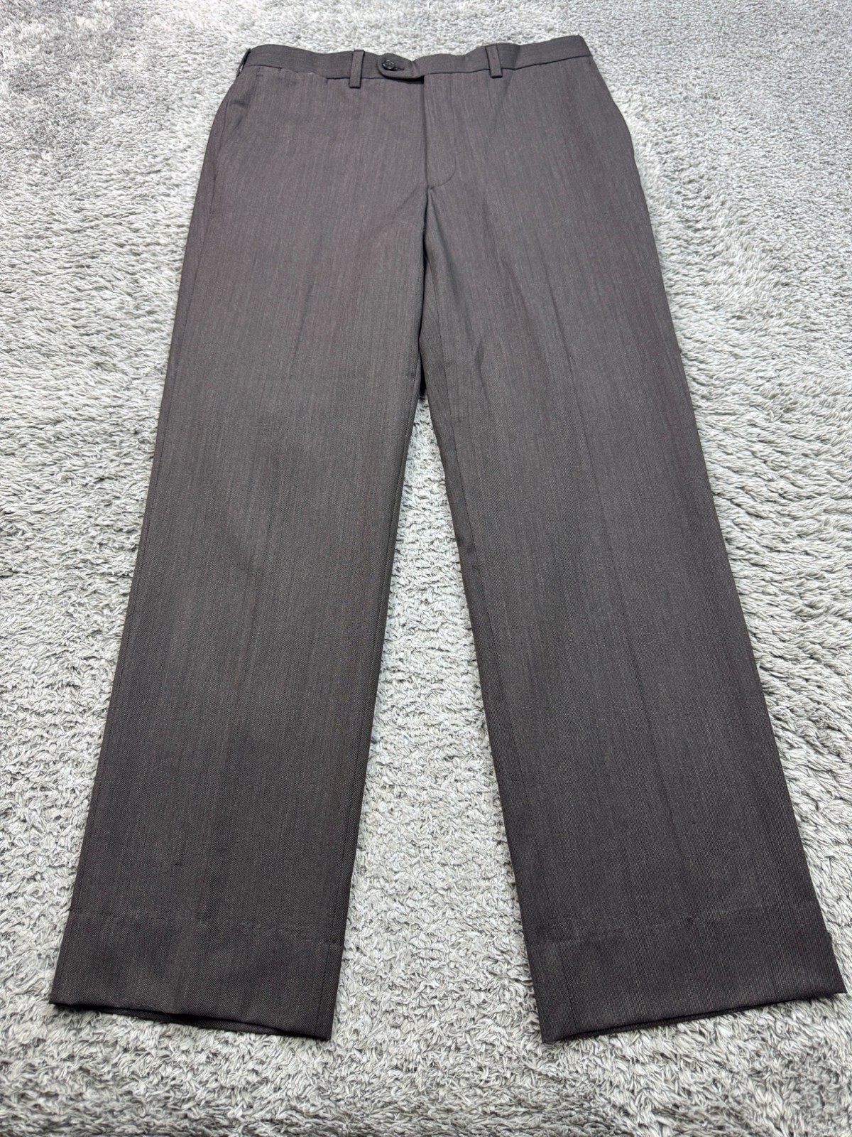 Jack Victor Pants Men 34R 34x32 Armando Brown Wool Flat Front Career Trousers
