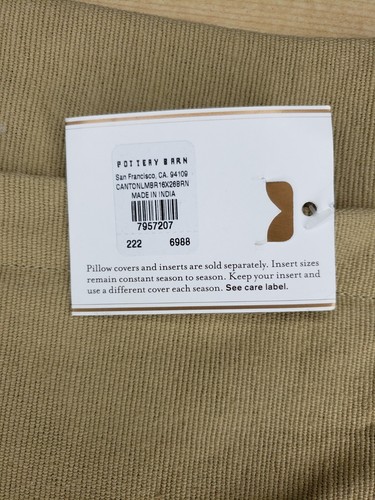 Pottery Barn Canton 2 Pillow Covers NEW Stripe Heavy Wool Cotton Textured 16x26 - Picture 8 of 8