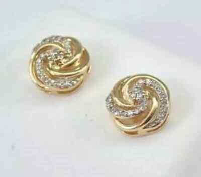 2Ct Lab Created Diamond Swirl Cluster Stud Earrings 14K Yellow Gold Finish