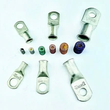 Battery Cable Ends Lugs, Copper Ring Terminals, Wire Connectors w Solder Pellets
