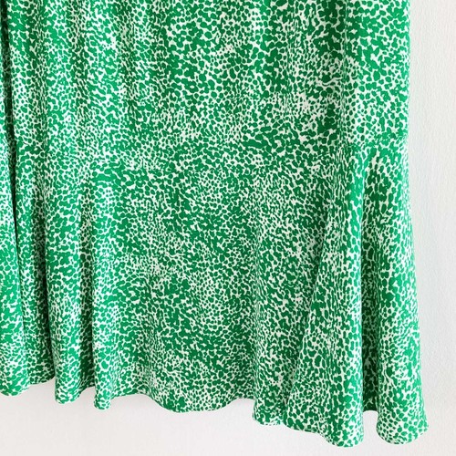 Whistles Skirt Size 14 Green Animal Print Frill Hem Midi Lightweight - Picture 14 of 18