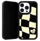 For iPhone 15 Pro Case Tuft Checkboard Hidden Card Pocket Soft Touch- Checkboard