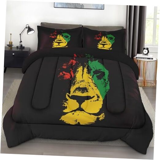 Comforter Set Size, Lion African Yellow Soft 3 Pcs Bedding Queen African Lion
