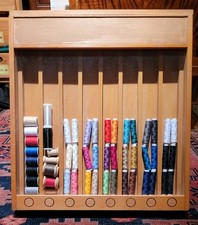 MEZ o. GÜTERMANN Verkaufsschrank Nähseide Garn Display Schneiderei Holz ca. 1960