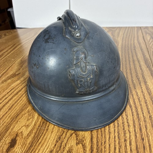 Original French WW1 Model Steel Adrian Helmet With RF Engineer Badge