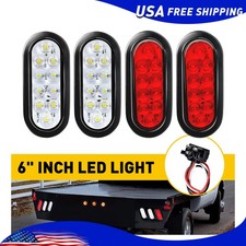4x 6" White Red 10 LED Trailer Truck Sealed Reverse Brake Tail Running Lights