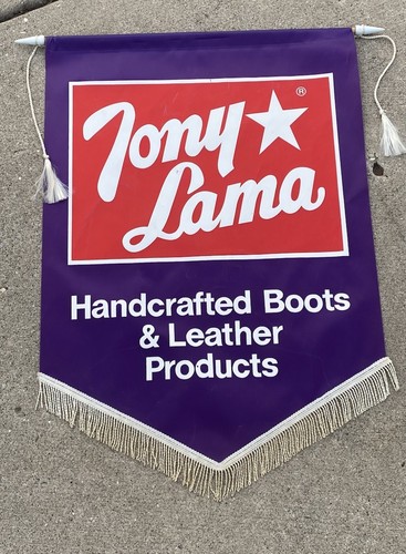 Vintage Tony Lama Cowboy Boots Advertising Banner Sign Workwear Boot Display