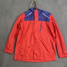 LL Bean Jacket Youth Medium 10-12 Red Blue Hooded Rain Windbreaker TEK Nylon