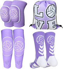 Youth Volleyball Gears - Knee Pads, Arm Sleeves, Socks Drawstring Bag for Yout