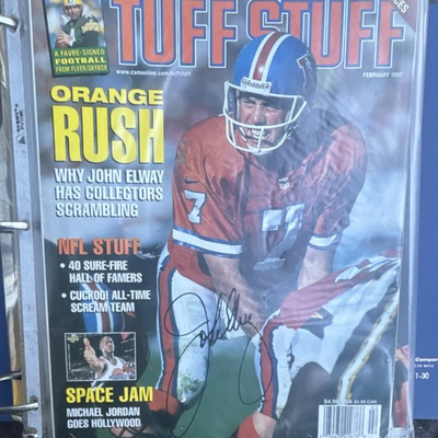 #ad Tuff Stuff Magazine February 1997 John Elway Denver Broncos Autographed Original $193.79