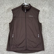 Nike Golf Vest Women's Size Large Brown Grid Fleece Tech Stretch Full Zip Casual