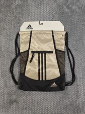 Adidas Beige and Black Drawstring Backpack with Pockets NEW