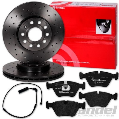 BREMBO GELOCHTE BREMSSCHEIBEN+BELÄGE VORNE passend für BMW 3er E46 NUR 330d 330i