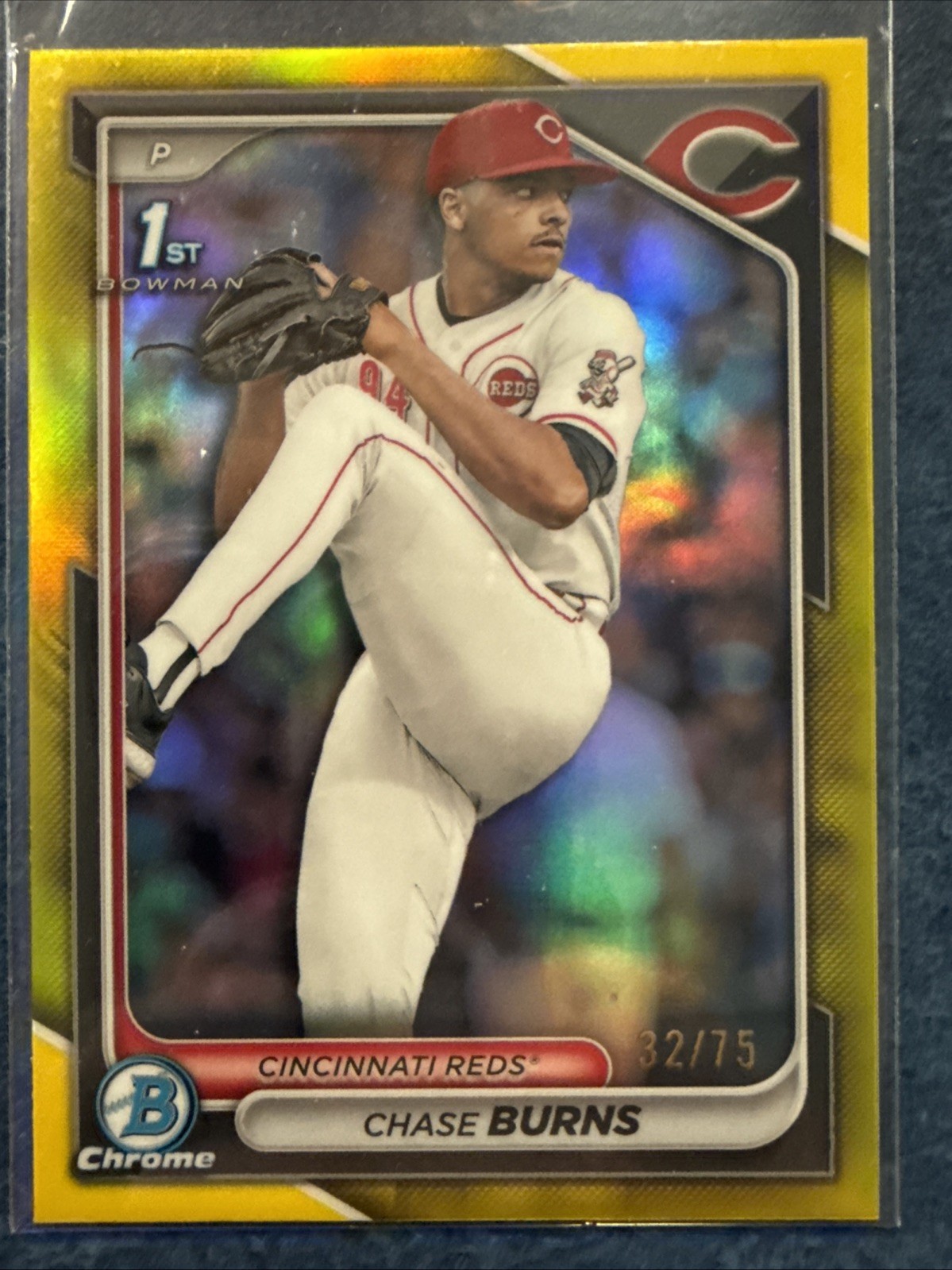 2024 Bowman Draft - Chrome Chase Burns #BDC-55 Yellow Refractor /75 (RC)