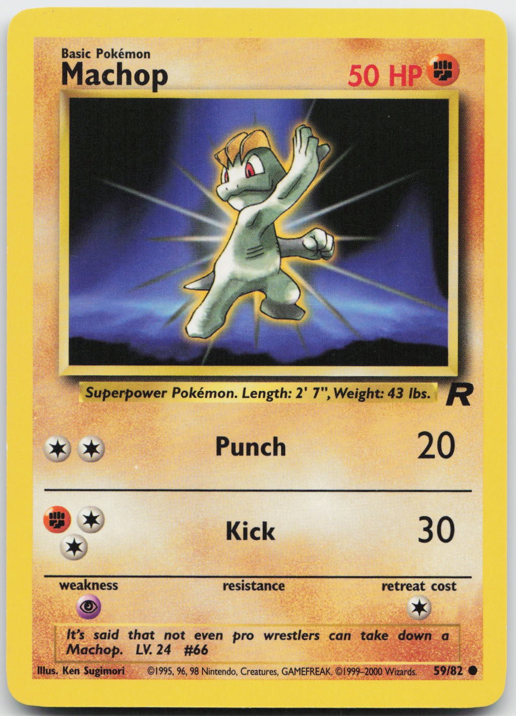 Machop 59/82 Common Team Rocket Unlimited Near Mint