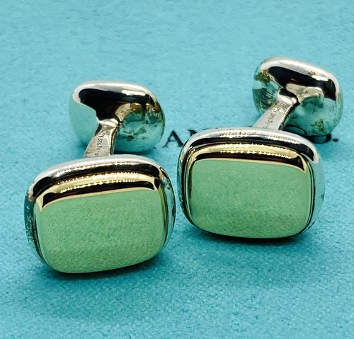 Tiffany & Co Sterling Silver 925 18K Cushion Cufflinks