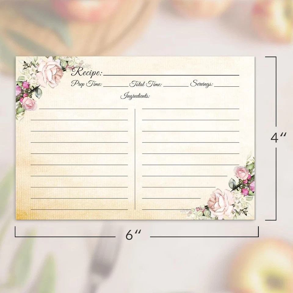 60 tarjetas de recetas vintage de doble cara 4x6 en blanco para uso de ducha nupcial o regalo Foto 3 de 4