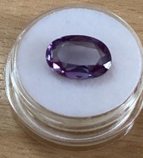 RARE COLOUR CHANGE SAPPHIRE, lab grown 4.01 CTS 12.4 X 8.5 MM GREEN/ PALE BLUE.