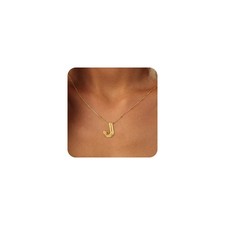 BAYLAY Gifts for Wife - Bubble Letter Necklace Gold Plated Balloon J J