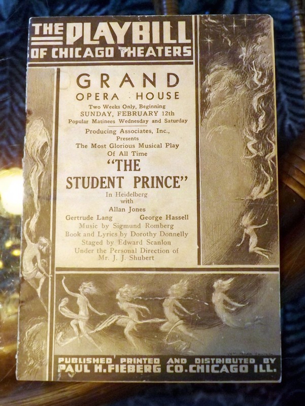 vintage 1933 The Student Prince  Playbill of Chicago Theaters Grand Opera House