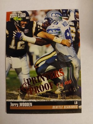 1995 ProLine Printers Proof #200 Terry Wooden Seattle Seahawks Syracuse  /400