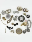 Vintage Mixed Costume Jewelry Lot 20pc Brooches Earrings Pins Gold Silver Tone