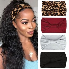1 Count Pack of 4 , Headbands Color-4 Pcs Leopard, Red, Light Gray, Black