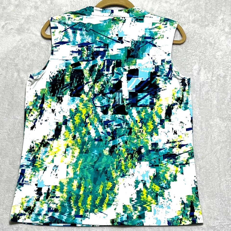 Blusa Karl Lagerfeld Paris Cuello Torcido Sin Mangas Grande Estampado Abstracto Top Foto 4 de 4