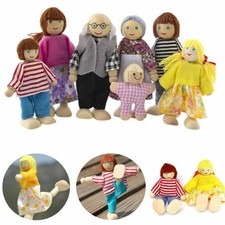 Wooden Family Dolls House Family Flexible Wooden Doll House People Figures