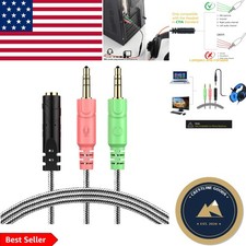 Universal 3.5mm Headset Splitter Adapter - Connect Mic and Audio Effortlessly